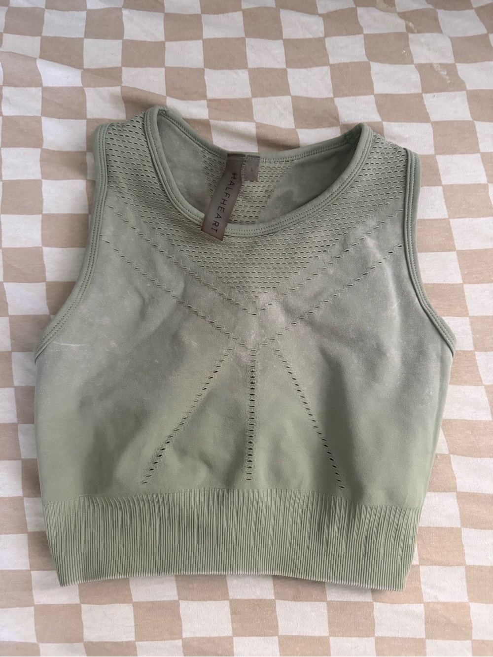 Halfheart Olive Green Seamless Longline Sports Bra Crop Tank Women’s Size L